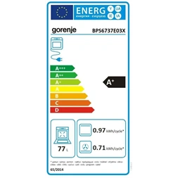 Gorenje BPS6737E03X inox-fekete, beépíthető, sütőtér:77L, grill, légkeveréses, sütő
