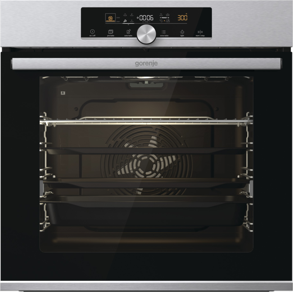 Gorenje BPS6747A06X inox, beépíthető, sütőtér: 77L, grill, légkeverés, pirolitikus, sütő