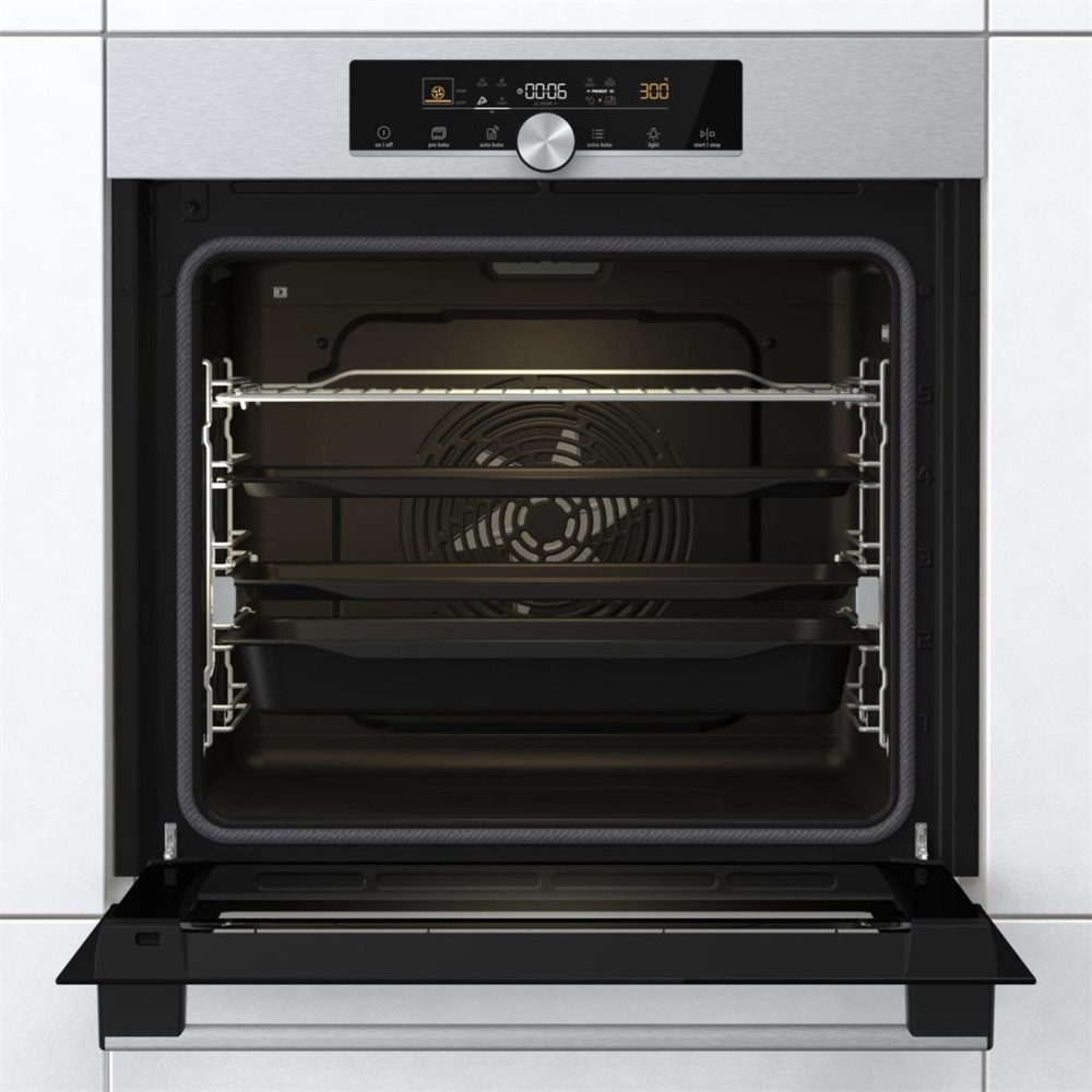 Gorenje BPS6747A06X inox, beépíthető, sütőtér: 77L, grill, légkeverés, pirolitikus, sütő