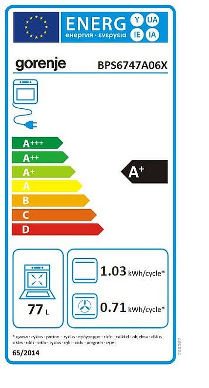 Gorenje BPS6747A06X inox, beépíthető, sütőtér: 77L, grill, légkeverés, pirolitikus, sütő