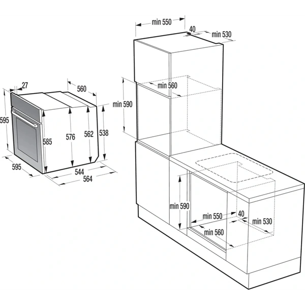 Gorenje BPS6747A09DBGOT fekete, beépíthető, pirolitikus, 77 l sütő