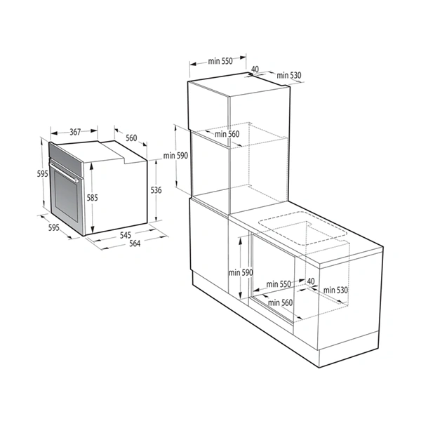 Gorenje BPSA6747A08BG fekete, beépíthető, sütőtér:77L, grill, légkeverés, sütő