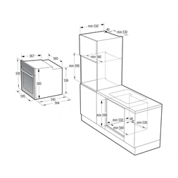 Gorenje BPSA6747A08BG fekete, beépíthető, sütőtér:77L, grill, légkeverés, sütő