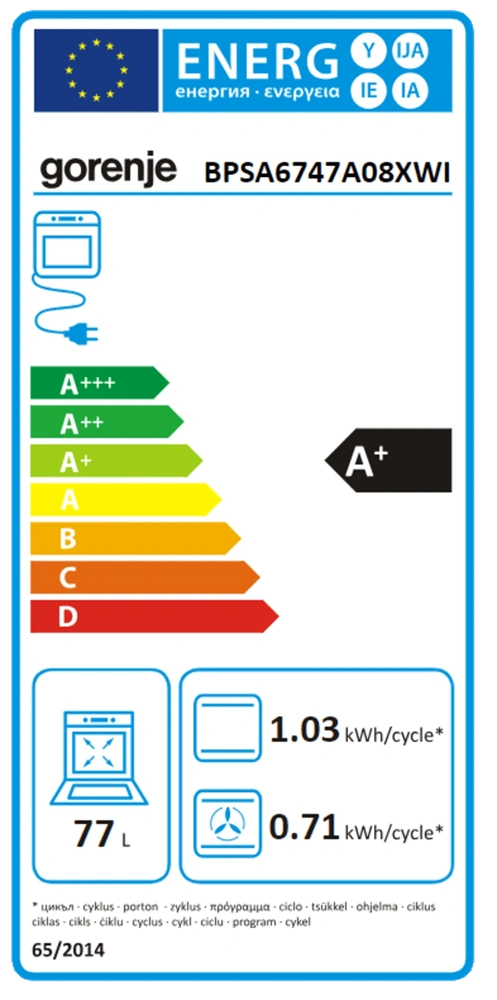 Gorenje BPSA6747A08XWI inox, beépíthető, sütőtér:77L, grill, légkeveréses, sütő