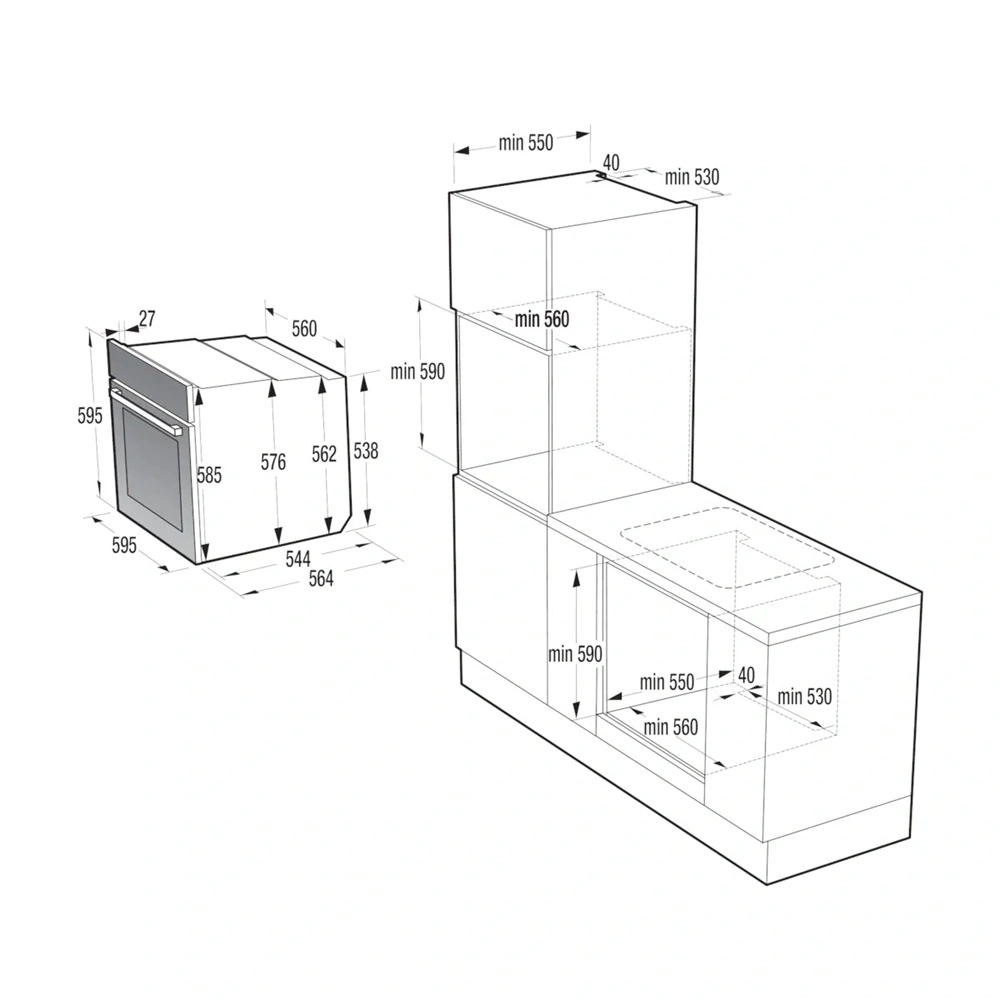 Gorenje BSA6737E15X inox, beépíthető, multifunkciós, 77 l sütő