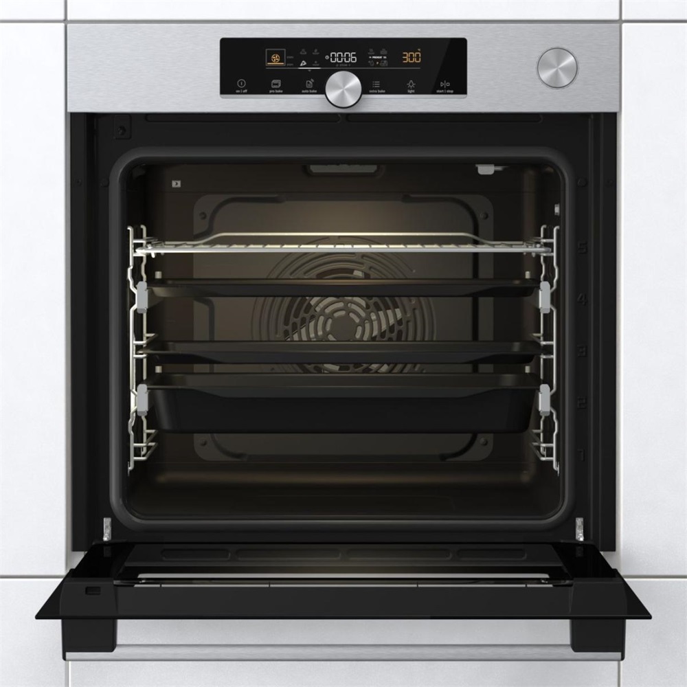 Gorenje BSA6747A04X inox, beépíthető, sütőtér: 77L, grill, légkeverés, hidrolitikus, sütő