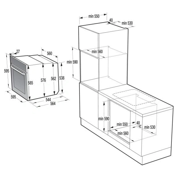 Gorenje BSA6747DGWI fekete, beépíthető, sütőtér:77L, grill, légkeveréses, sütő
