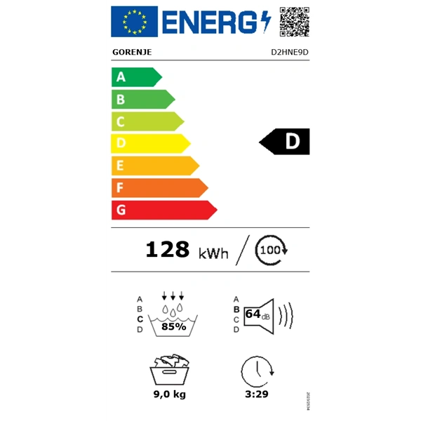 Gorenje D2HNE9D fehér, 9 kg, hőszivattyús, szárítógép (Újszerű)
