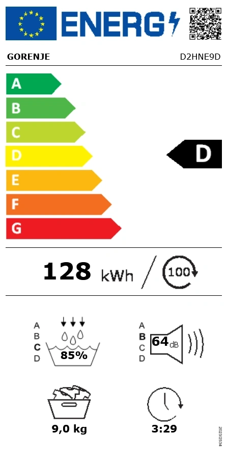Gorenje D2HNE9D fehér, 9 kg, hőszivattyús, szárítógép (Újszerű)