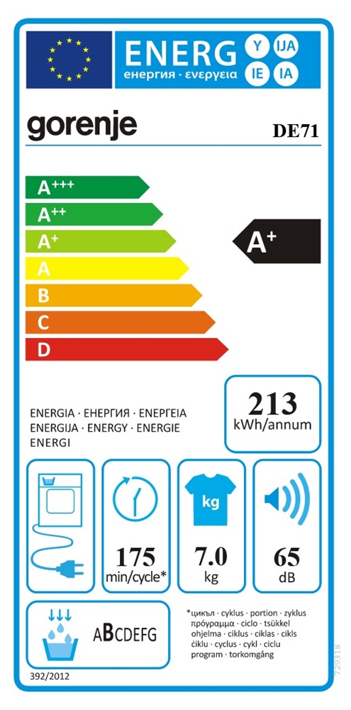 Gorenje DE71 fehér, 7 kg, hőszivattyús, szárítógép