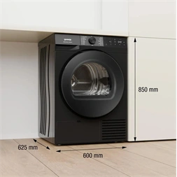 Gorenje DG48DB fekete, hőszivattyús, 8 kg, szárítógép