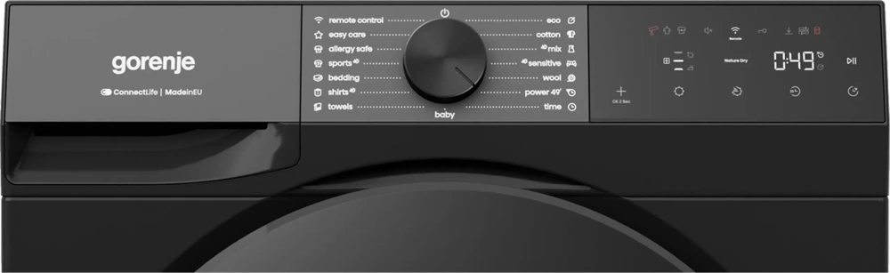 Gorenje DG48DB fekete, hőszivattyús, 8 kg, szárítógép