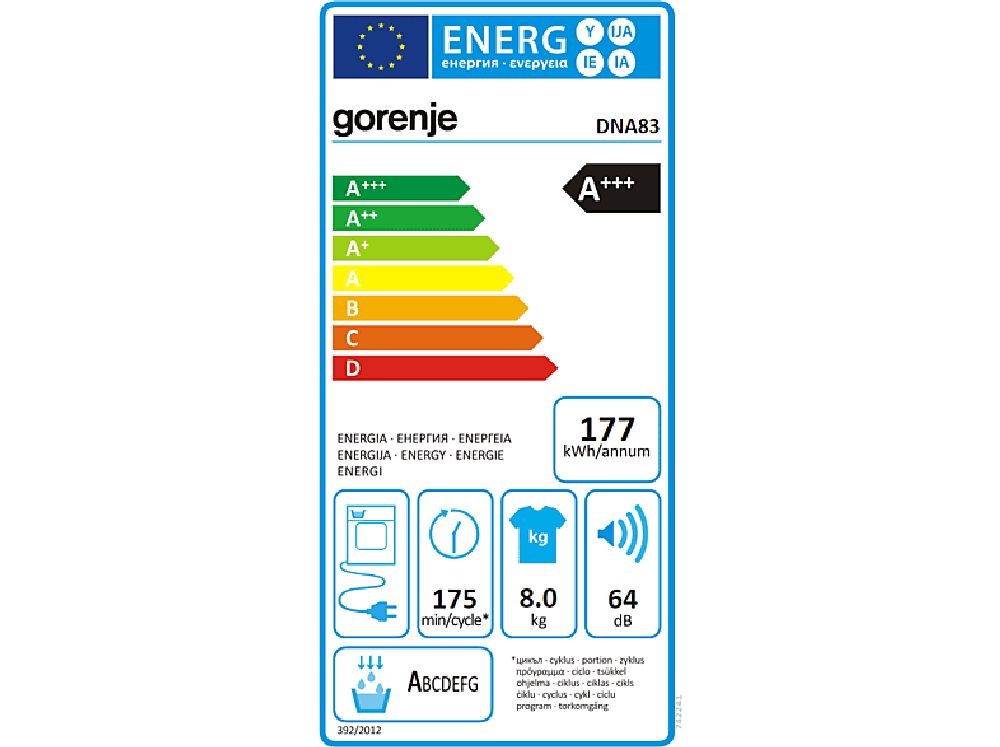 Gorenje DNA83 fehér, 8 kg, hőszivattyús, szárítógép