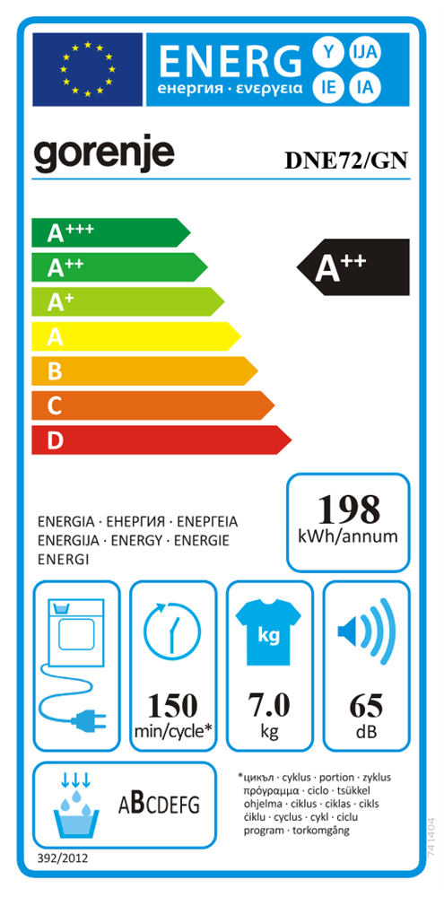 Gorenje DNE72/GN fehér, 7 kg, hőszivattyús, szárítógép