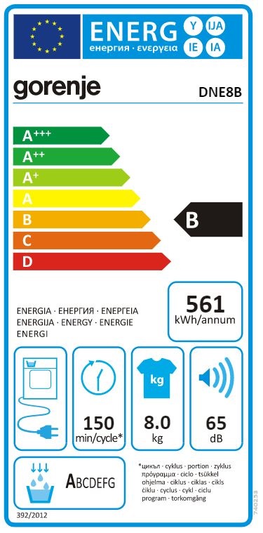 Gorenje DNE8B fehér, 8 kg, kondenzációs, szárítógép