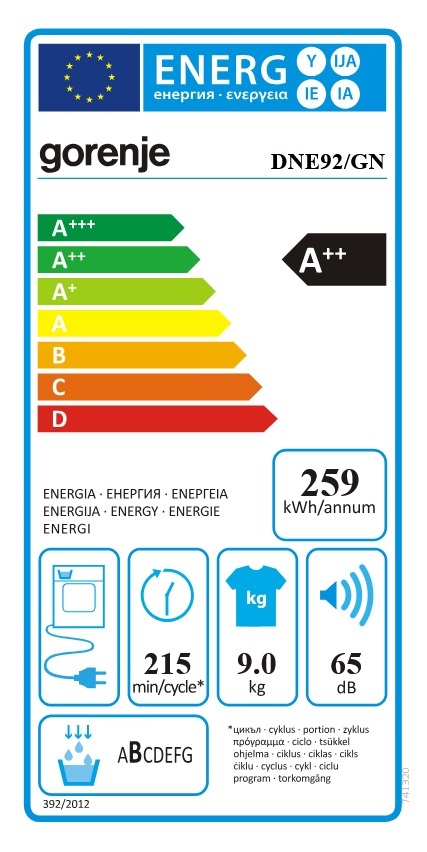 Gorenje DNE92/GN fehér, 9 kg, hőszivattyús, szárítógép