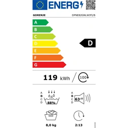 Gorenje DPNE82GNLWIFI/B fekete, 8kg, hőszivattyús, szárítógép