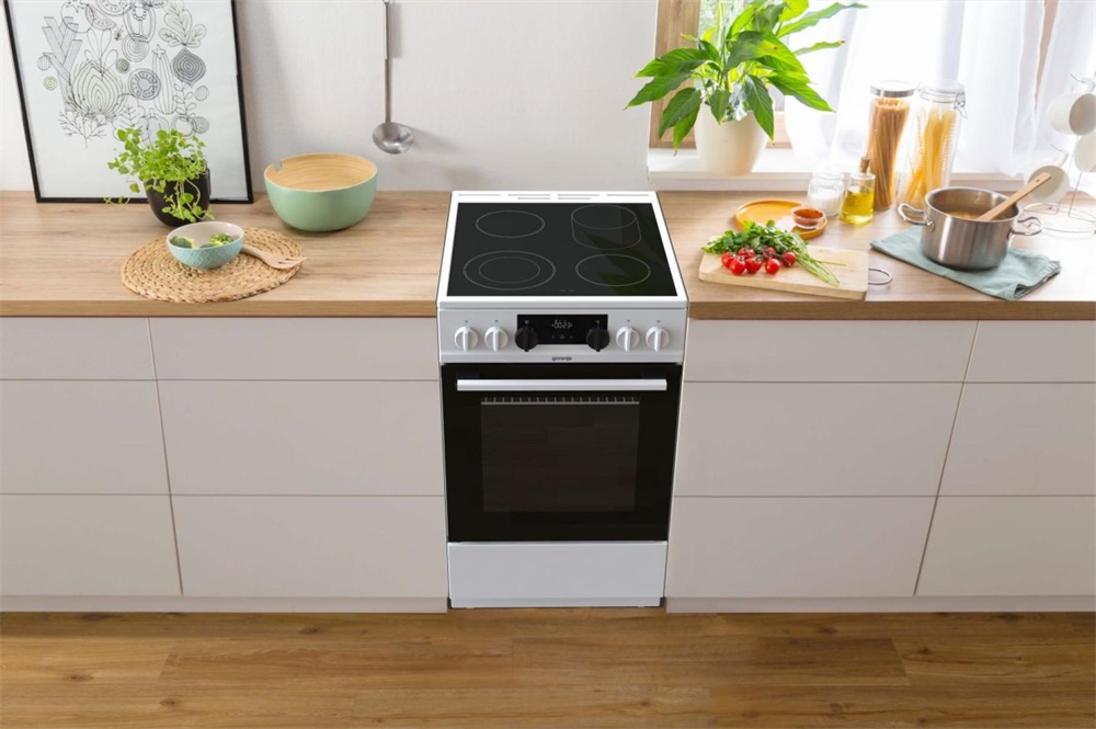 Gorenje ECS5350WA fehér, szabadonálló, kerámialapos, elektromos, főzőzóna: 4, sütő:70L, grill, tűzhely