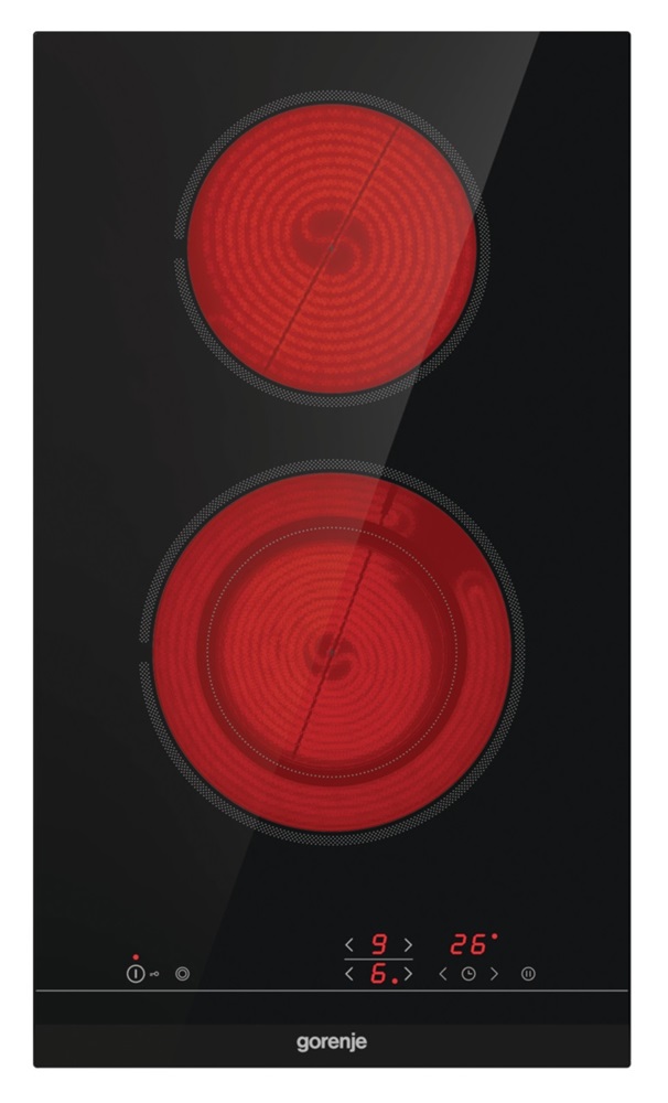 Gorenje ECT322BCSC fekete, beépíthető, elektromos üvegkerámia, főzőzóna: 2, beépíthető méret: 27cm, főzőlap