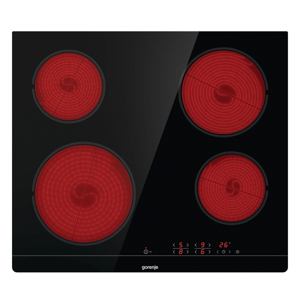 Gorenje ECT641BSC fekete, beépíthető, elektromos üvegkerámia, főzőzóna: 4, beépíthető méret: 56cm, főzőlap