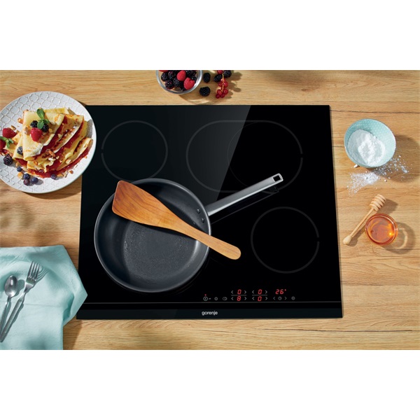 Gorenje ECT643BCSC fekete, beépíthető, elektromos üvegkerámia, főzőzóna: 4, beépíthető méret: 56cm, főzőlap (Újszerű)