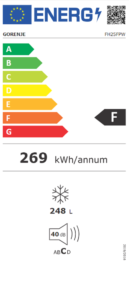Gorenje FH25FPW fehér, Fagyasztó:245L, fagyasztóláda