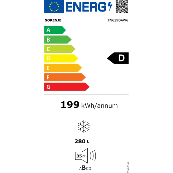 Gorenje FN619DAW6 fehér, Fagyasztó: 280L, fagyasztószekrény