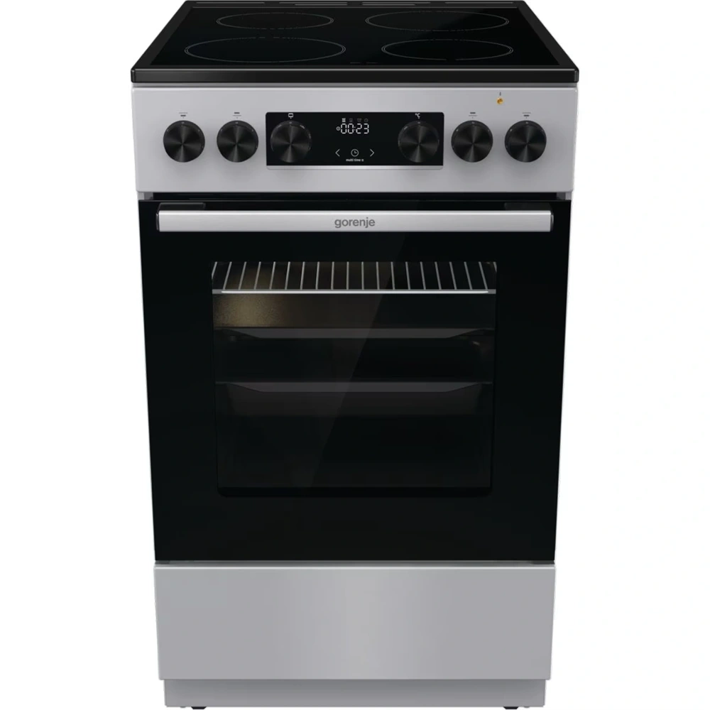 Gorenje GEC5C41SG inox, szabadonálló, kerámialapos, elektromos, főzőzóna: 4, sütő:77L, grill, tűzhely