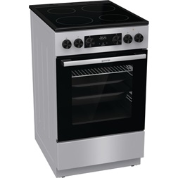 Gorenje GEC5C41SG inox, szabadonálló, kerámialapos, elektromos, főzőzóna: 4, sütő:77L, grill, tűzhely