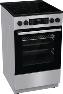 Gorenje GEC5C41SG inox, szabadonálló, kerámialapos, elektromos, főzőzóna: 4, sütő:77L, grill, tűzhely