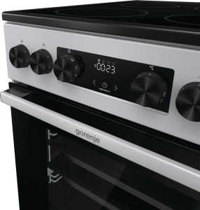 Gorenje GEC5C41SG inox, szabadonálló, kerámialapos, elektromos, főzőzóna: 4, sütő:77L, grill, tűzhely