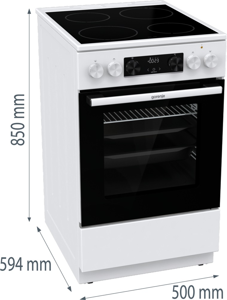 Gorenje GEC5C42WG fehér, szabadonálló, kerámialapos, elektromos, főzőzóna: 4, sütő:70L, grill, tűzhely