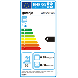 Gorenje GEC5C42WG fehér, szabadonálló, kerámialapos, elektromos, főzőzóna: 4, sütő:70L, grill, tűzhely (Újszerű)