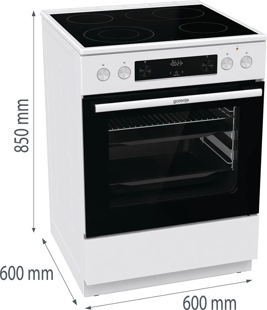 Gorenje GECS6C70WPA fehér, szabadonálló, kerámialapos, elektromos, főzőzóna: 4, sütő:71L, grill, tűzhely