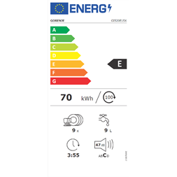 Gorenje GI520E15X programok száma: 5, keskeny beépíthető, 9 terítékes mosogatógép (Újszerű)