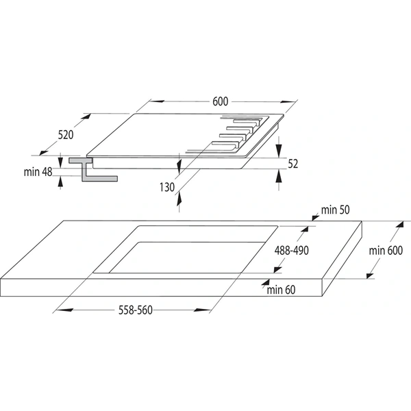Gorenje GI621FMC beépíthető, indukciós, főzőzóna:4, beépíthető méret: 56cm, főzőlap
