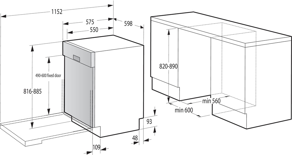 Gorenje GI642E90 programok száma: 6, beépíthető, 13 terítékes mosogatógép 