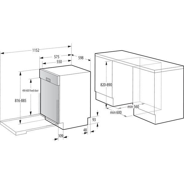 Gorenje GI642E90 programok száma: 6, beépíthető, 13 terítékes mosogatógép (Újszerű)