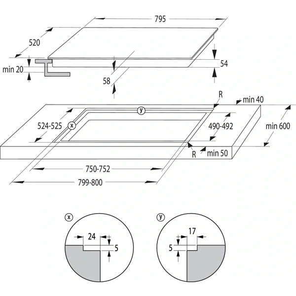 Gorenje GI821FM fekete, beépíthető, indukciós, főzőzóna:4, beépítési méret:80cm főzőlap