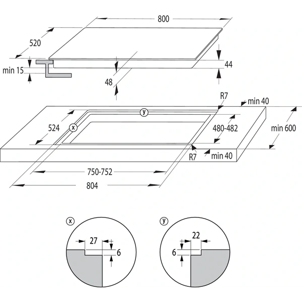 Gorenje GI8532BSCE beépíthető, indukciós, főzőzóna:5, beépíthető méret:60cm, főzőlap