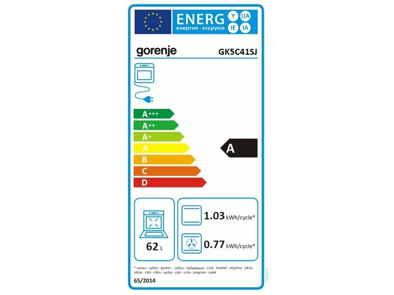 Gorenje GK5C41SJ inox, szabadonálló, gáz, kombinált, főzőzóna: 4, sütő:62L, grill, tűzhely
