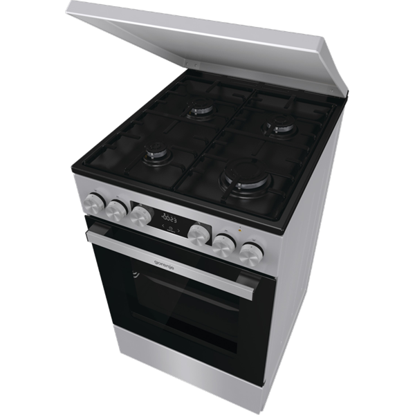Gorenje GK5C42SH-B Inox, szabadonálló, gáz, kombinált, főzőzóna: 4, sütő:70L, grill, tűzhely