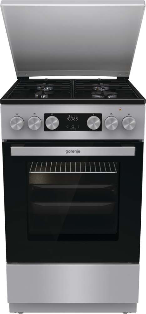 Gorenje GK5C42SH-B Inox, szabadonálló, gáz, kombinált, főzőzóna: 4, sütő:70L, grill, tűzhely