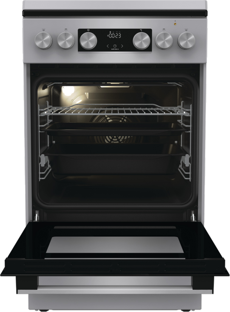 Gorenje GK5C42SH-B Inox, szabadonálló, gáz, kombinált, főzőzóna: 4, sütő:70L, grill, tűzhely