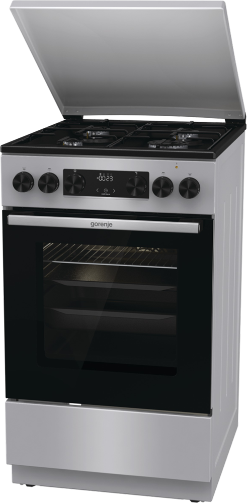 Gorenje GK5C42SJ szürke, szabadonálló, gáz, kombinált, főzőzóna: 4, sütő:62L, grill, tűzhely