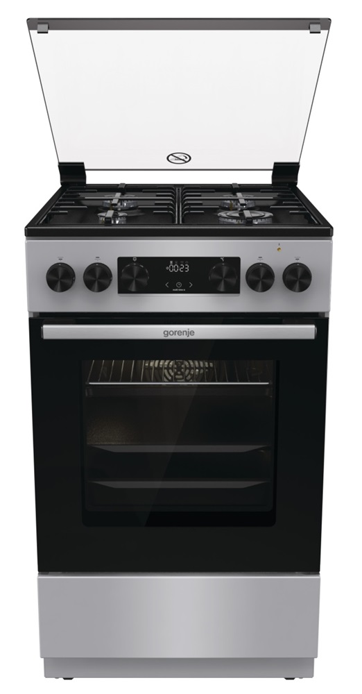 Gorenje GK5C62SH inox, szabadonálló, gáz, kombinált, főzőzóna: 4, sütő:70L, grill, tűzhely