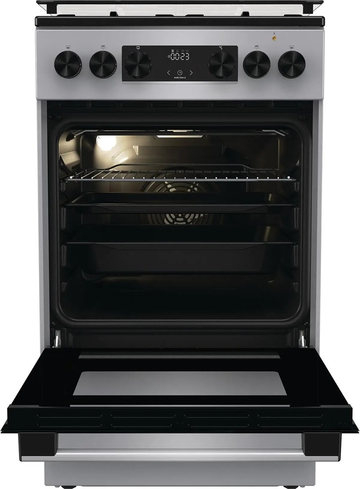 Gorenje GK5C62SH inox, szabadonálló, gáz, kombinált, főzőzóna: 4, sütő:70L, grill, tűzhely