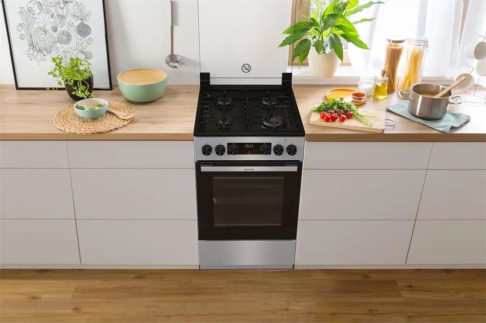 Gorenje GK5C62SH inox, szabadonálló, gáz, kombinált, főzőzóna: 4, sütő:70L, grill, tűzhely