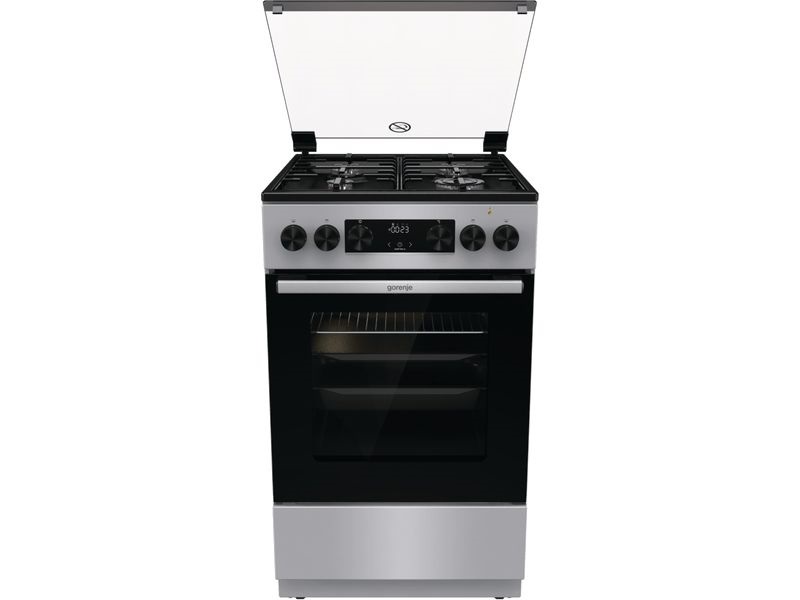 Gorenje GK5C62SH inox, szabadonálló, gáz, kombinált, főzőzóna: 4, sütő:70L, grill, tűzhely
