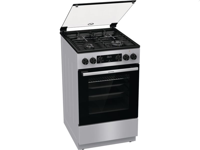 Gorenje GK5C62SH inox, szabadonálló, gáz, kombinált, főzőzóna: 4, sütő:70L, grill, tűzhely